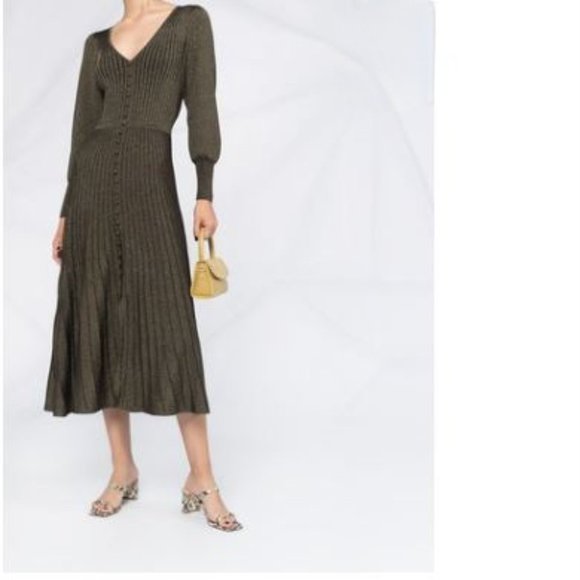 SANDRO Paris Aure Metallic Long Lurex Knit Dress! - Picture 6 of 16